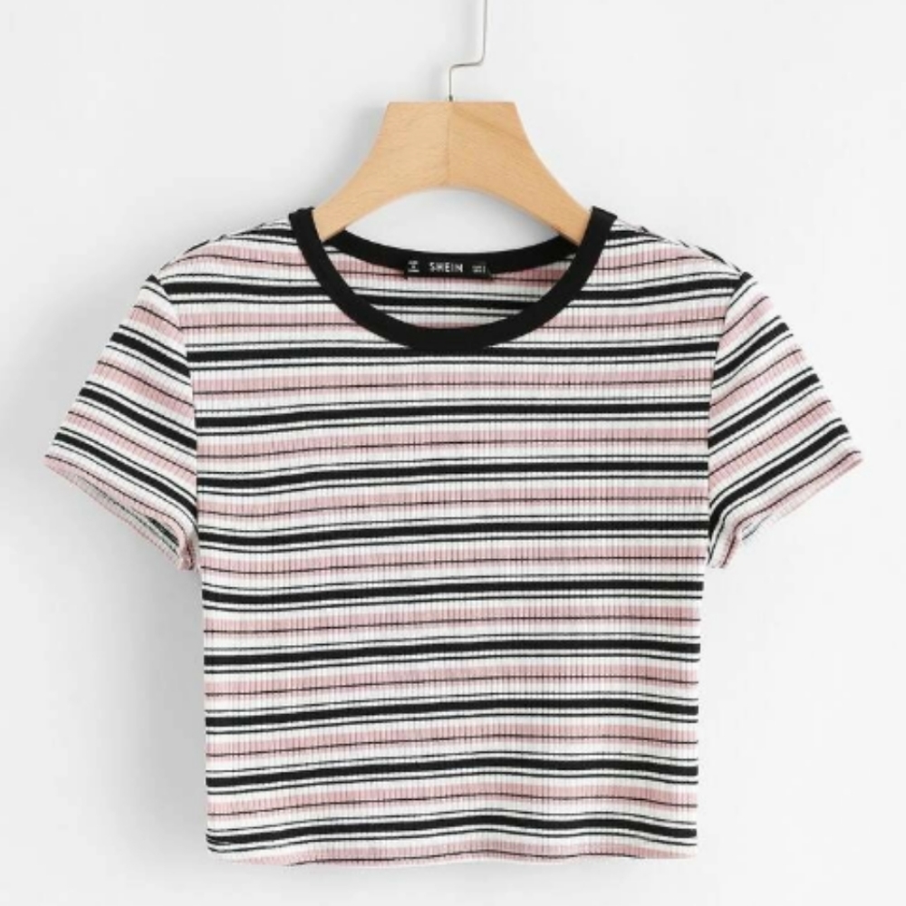 Ribbed striped crop top